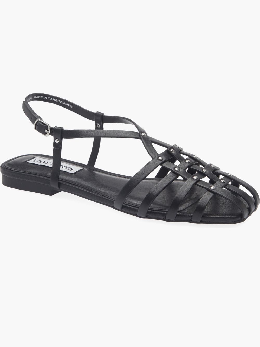 Steve Madden Black Strappy Studded Flat Sandal